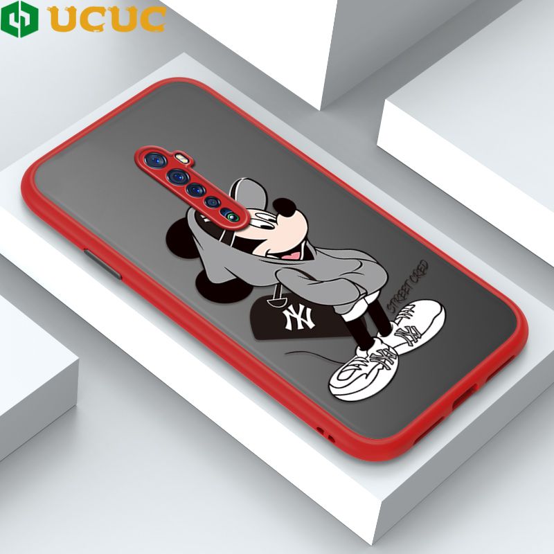 UCUC for OPPO Reno 2 Back Cover Handsome Mouse Frosted Transparent Hard Phone Case Thin Shockproof Full Cover Camera Protect Case