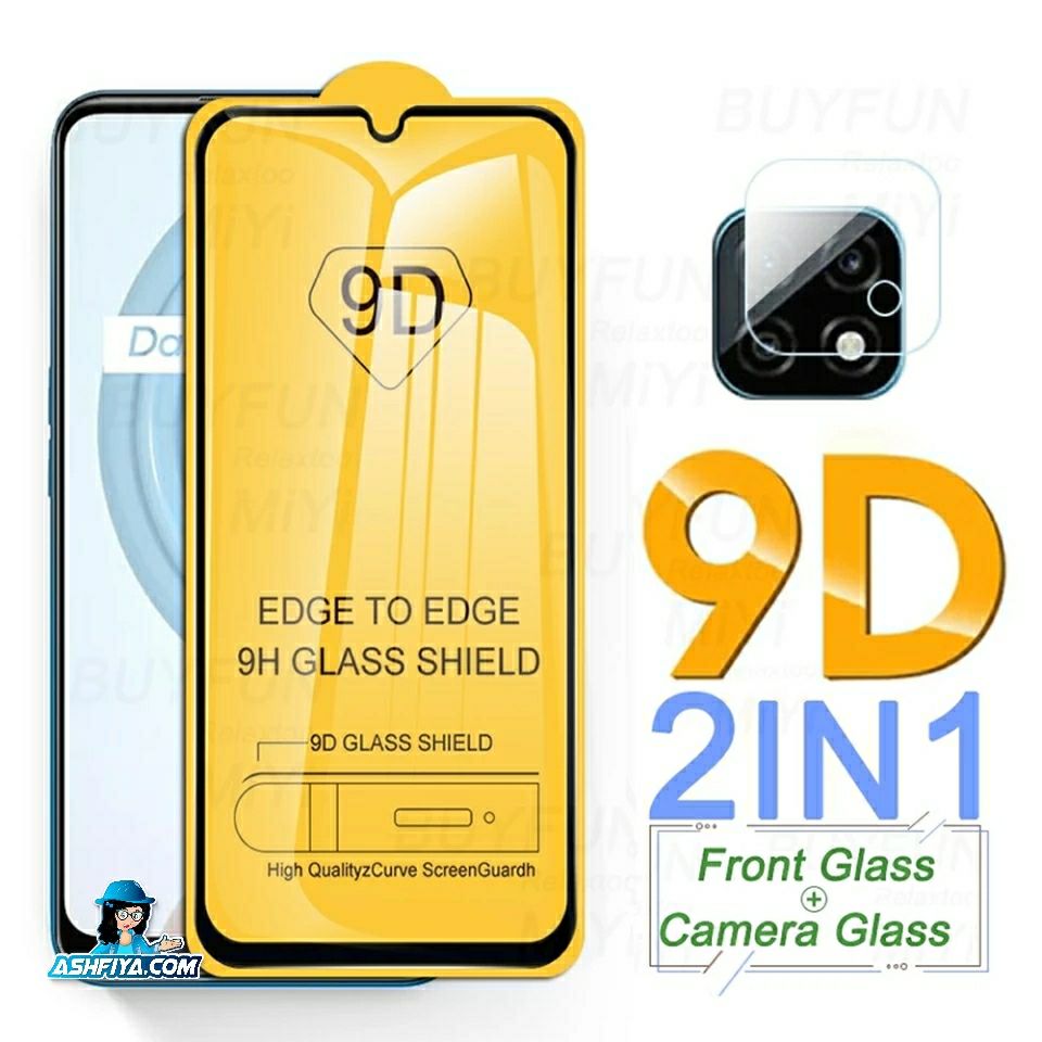 2in1 Combo Pack for Realme C20 C21 C21Y C25 C25Y C25Y Full 5D/6D/9D/11D/13D/21D/111D Scratch Proof Tempered Glass Screen Protector + Camera Lens Protector