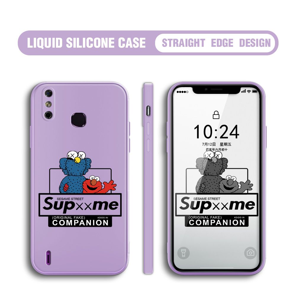 BILI for Infinix Smart 4 / Smart 4C Back Cover Sesame Street Companion Multicolor Liquid Silicone Phone Case Soft Square Lens Protection Phone Cases