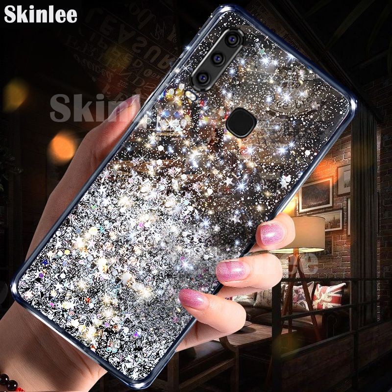 Skinlee for VIVO Y17 Full Stars Moon Glitter Bling Sequins Case for VIVO Y17 Starry Sky Transparent Soft Case Back Cover