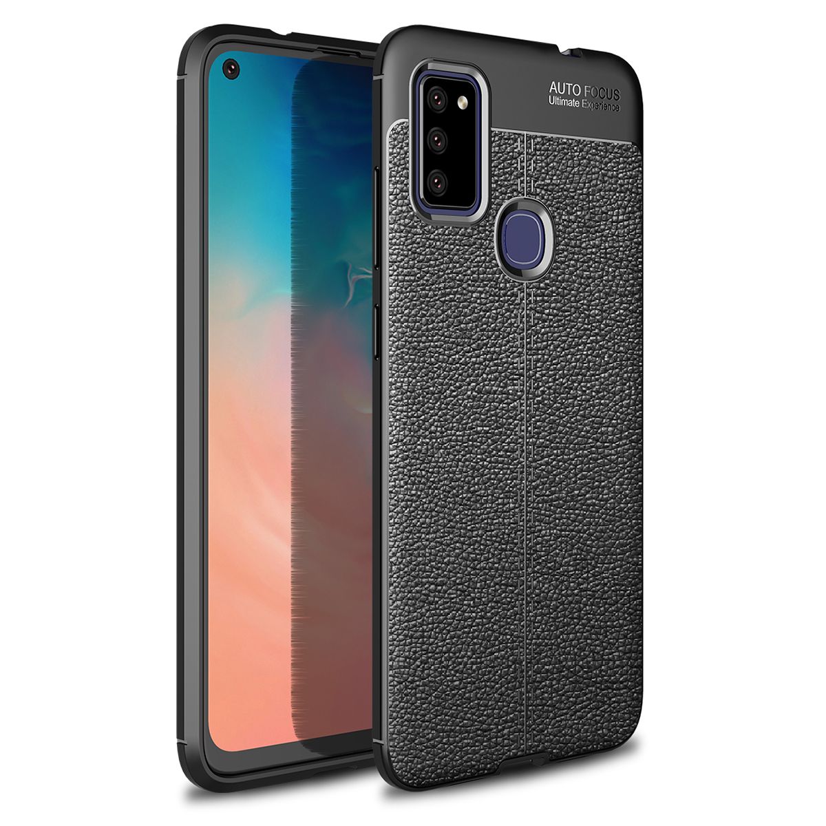 For Samsung Galaxy M51 Litchi Skin Anti-slip Resilient TPU Armor Ultimate Protection Case Cover