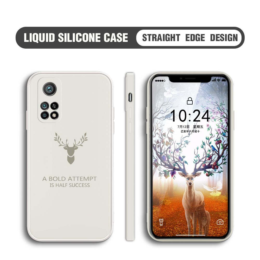 BILI for Xiaomi 10T Pro Back Cover Simple Antlers Ultra Thin Soft Luxury Square Multicolor Liquid Silicone Phone Case