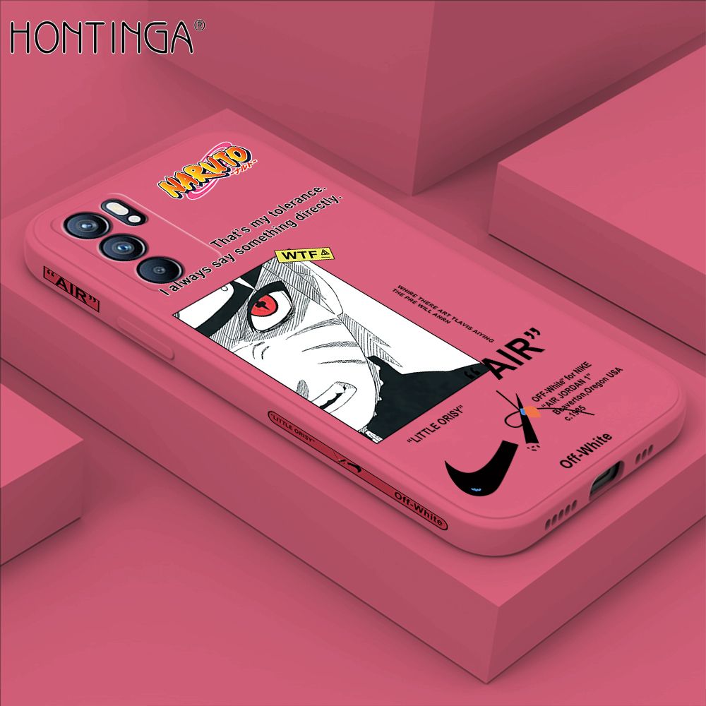 Hontinga for OPPO Reno6 5G Case Side Design New Anime Naruto for Boys Back Cover Soft Square Edge Pattern Liquid Silicone Trend Phone Cases
