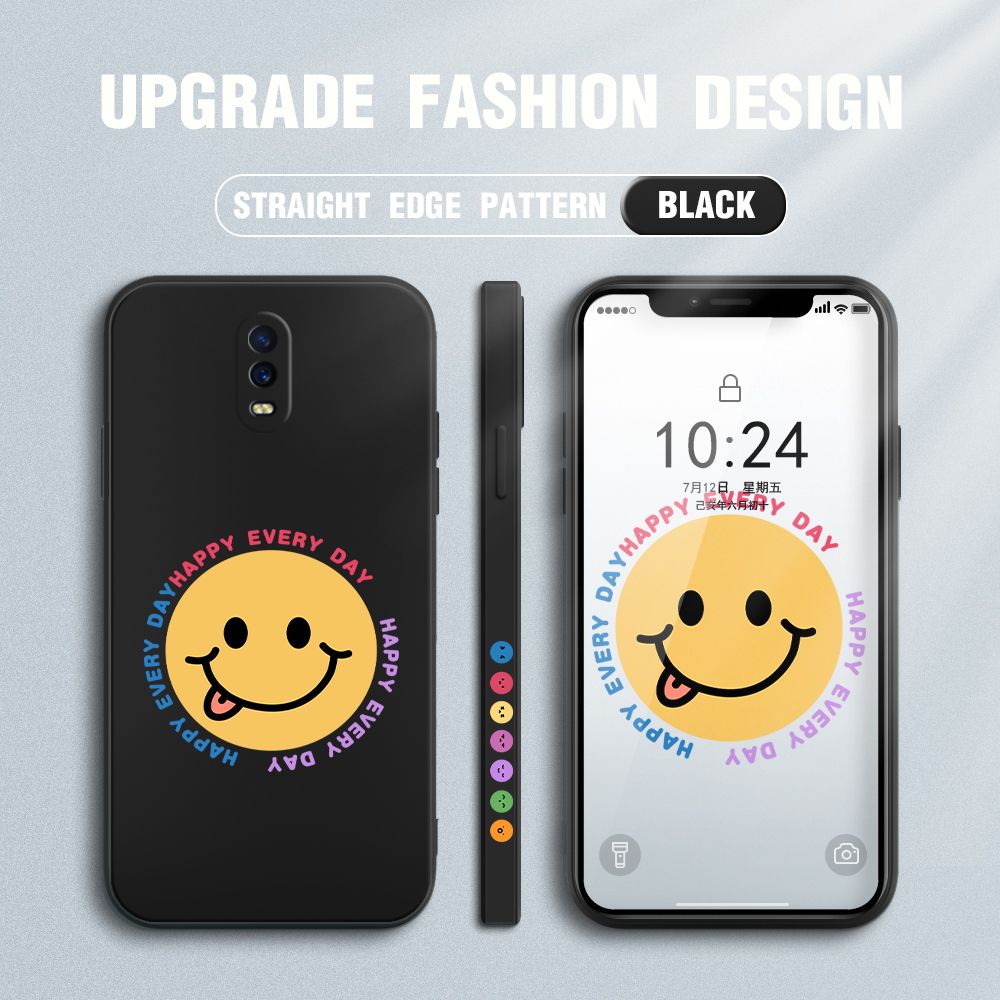 FHKL for OPPO R17 Back Cover Cartoon Smile Side design Soft Case Multicolor Liquid Silicone Phone Cases