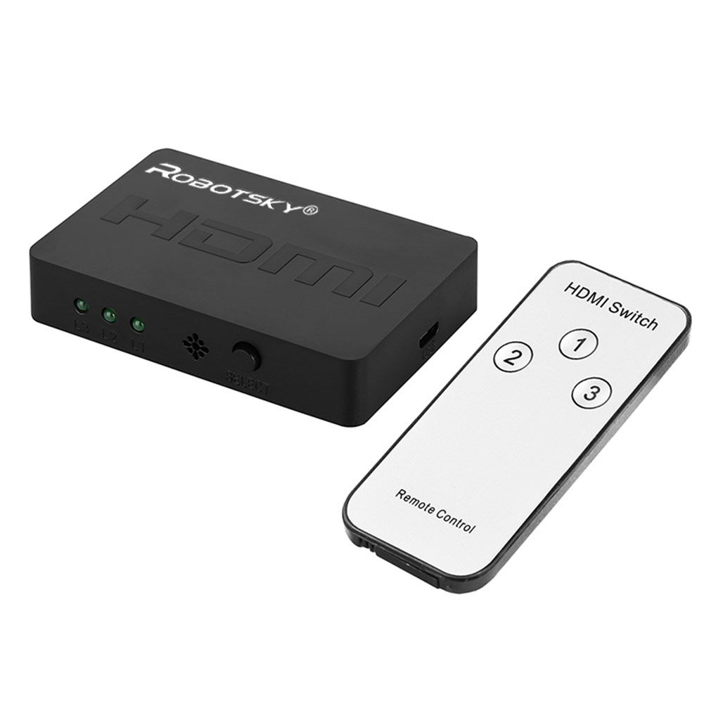 Yfashion Splitter 3-port Cube Box Automatic Switch 3-in-1 Output Switch 1080p HD 1.4 with Remote Control HD V Projector OX360 PS3