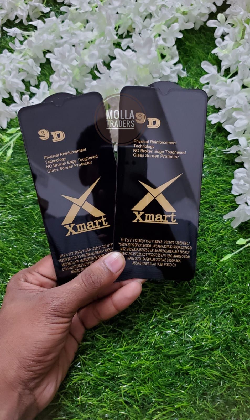 Xmart 9D Full Glue Edge to Edge Premium Tempered Glass for Realme C11 +Realme C12 + Realme C15