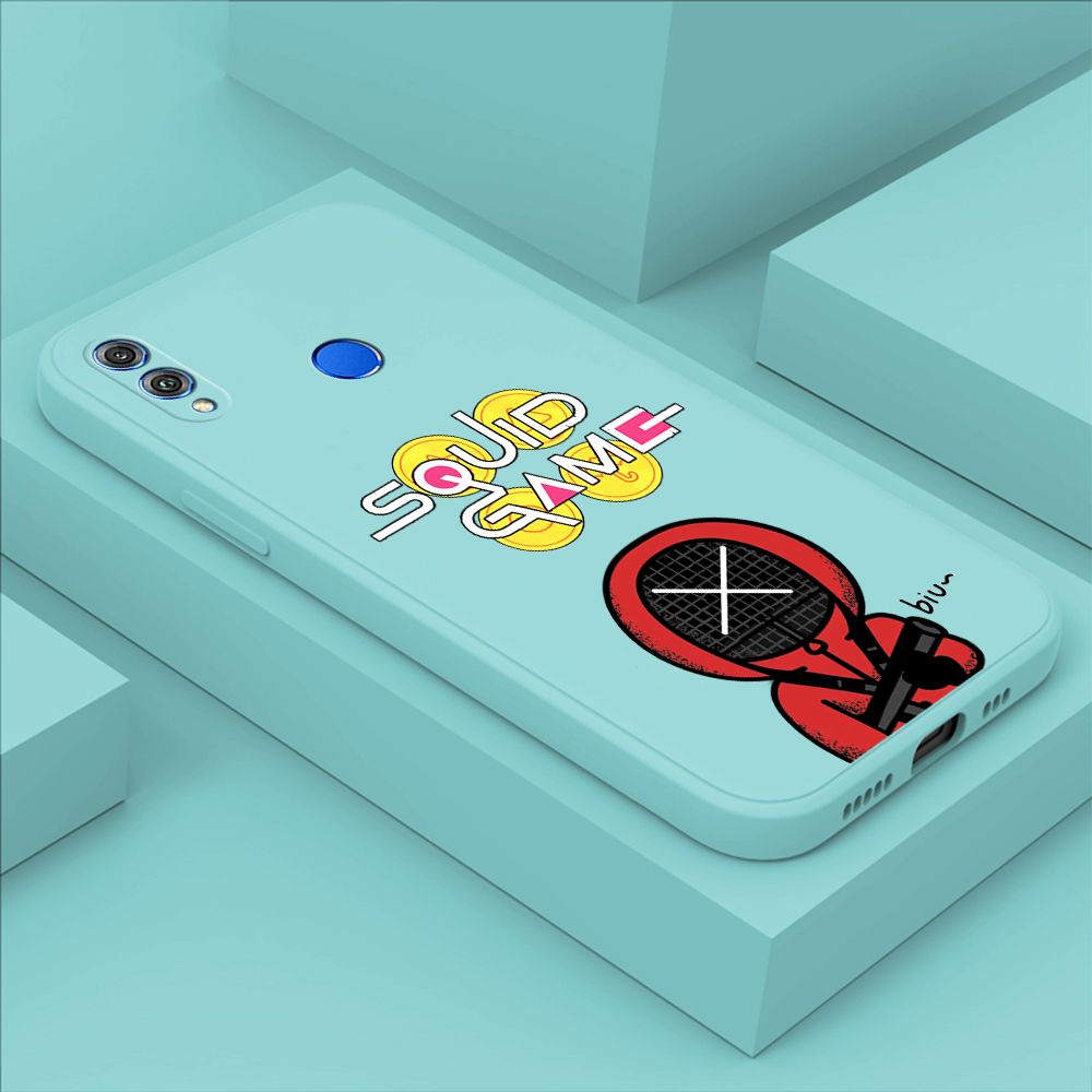 ZeroQiQi for Honor 8X Case Fashion Cartoon Electric Baton Judge Role Phone CoverSquare Liquid Silicone Trend Phone Case