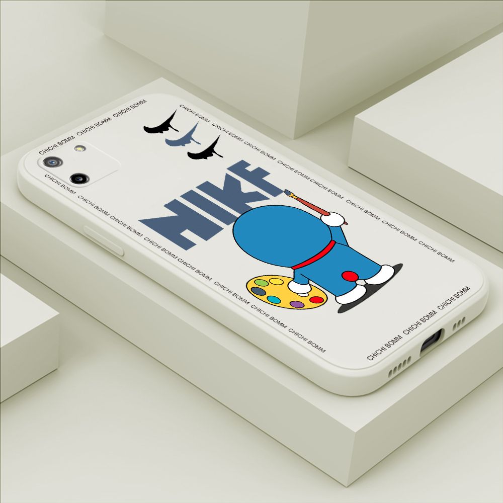 Hontinga for Realme C11 Case Fashion Cat Phone Case Phone Case Soft Square Edge Silicone Cases Full Lens Cover Shockproof Protection Cover