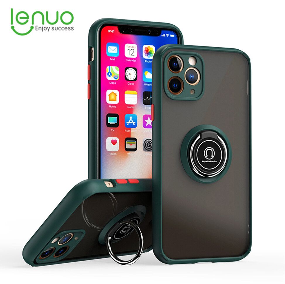 Lenuo Anti-fall Fashion Protective Phone Case For Apple iPhone 11 Pro Max Casing Multifunction Car Magnetic Shockproof With Ring Stand Back Cover