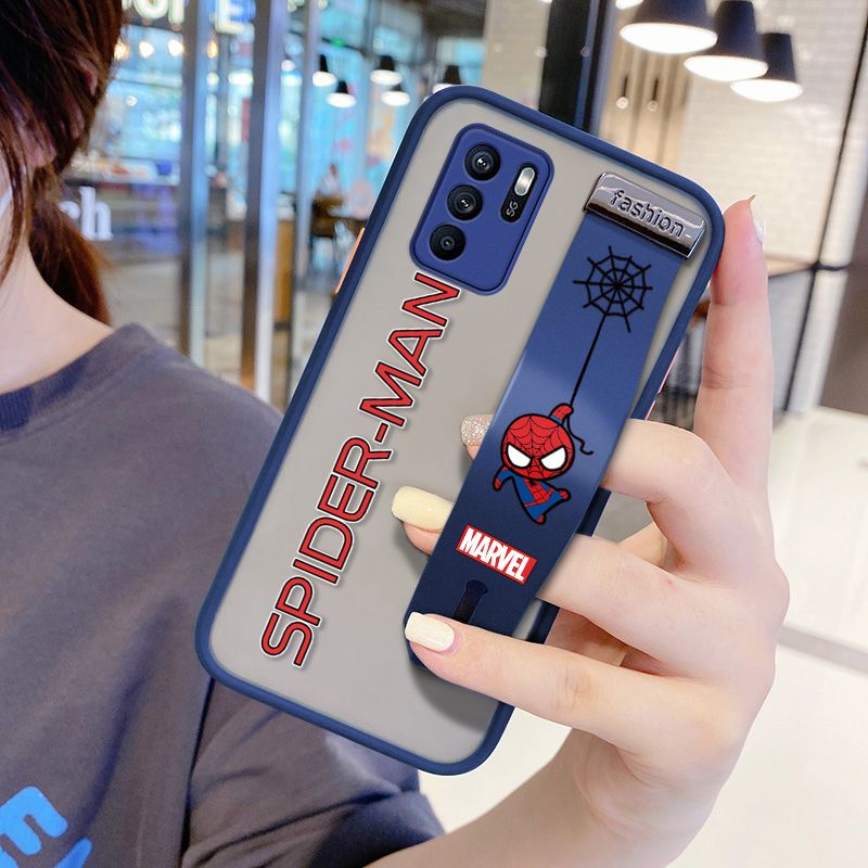 UCUC for OPPO Reno6 Z 5G Wrist Strap Case Superhero Spider Superman Wristband Printing Cover Shockproof Frosted Phone Case