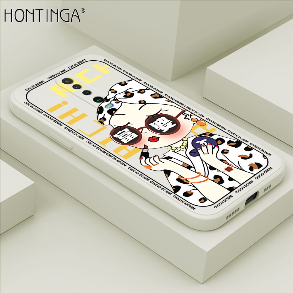 Hontinga for Redmi K30 Case Fashion Sunglasses Rich Girl Phone Case Phone Case Soft Square Edge Silicone Cases Full Lens Cover Shockproof Protection Cover