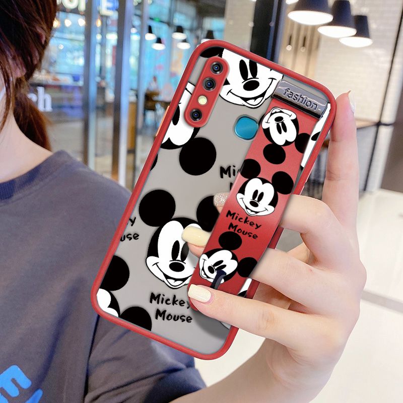 UCUC for Infinix Hot 8 Wrist Strap Case Cute Mouse Avatar Wristband Printing Cover Shockproof Ultra Thin Phone Case