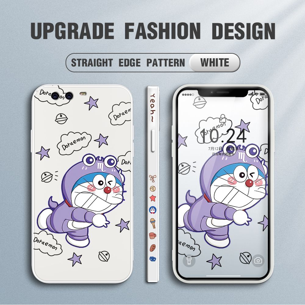 Jizetin for Huawei P10 Plus Case Cute Cartoon Purple Doraemon Anime Side Design Phone Case Ultra Soft Edge Pattern Liquid Silicone Phone Cases