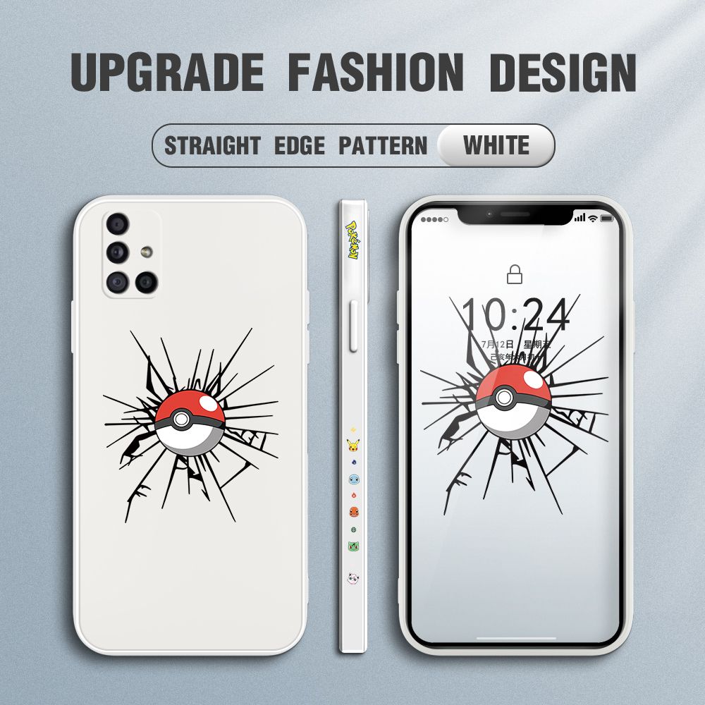Jizetin for Samsung Galaxy M51 Case Cartoon Pokémon Pocket Monster Design Side Design Phone Case Square Edge Pattern Liquid Silicone Cases Full Cover Camera Shockproof Protective Case