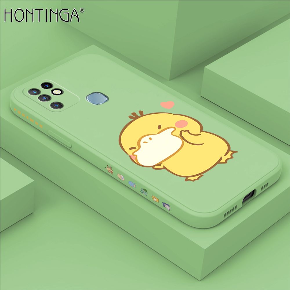 Hontinga for Infinix Hot 10 Case Side Design Trendy Cartoon Sign Back Cover Soft Square Edge Pattern Liquid Silicone Phone Cases