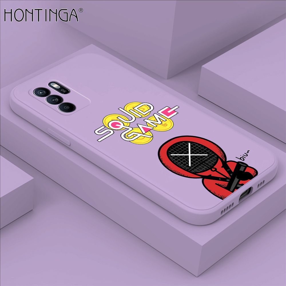 Hontinga for OPPO Reno6 Z 5G Case Fashion Cartoon Electric Baton Judge Role Phone Cover Square Liquid Silicone Trend Phone Case