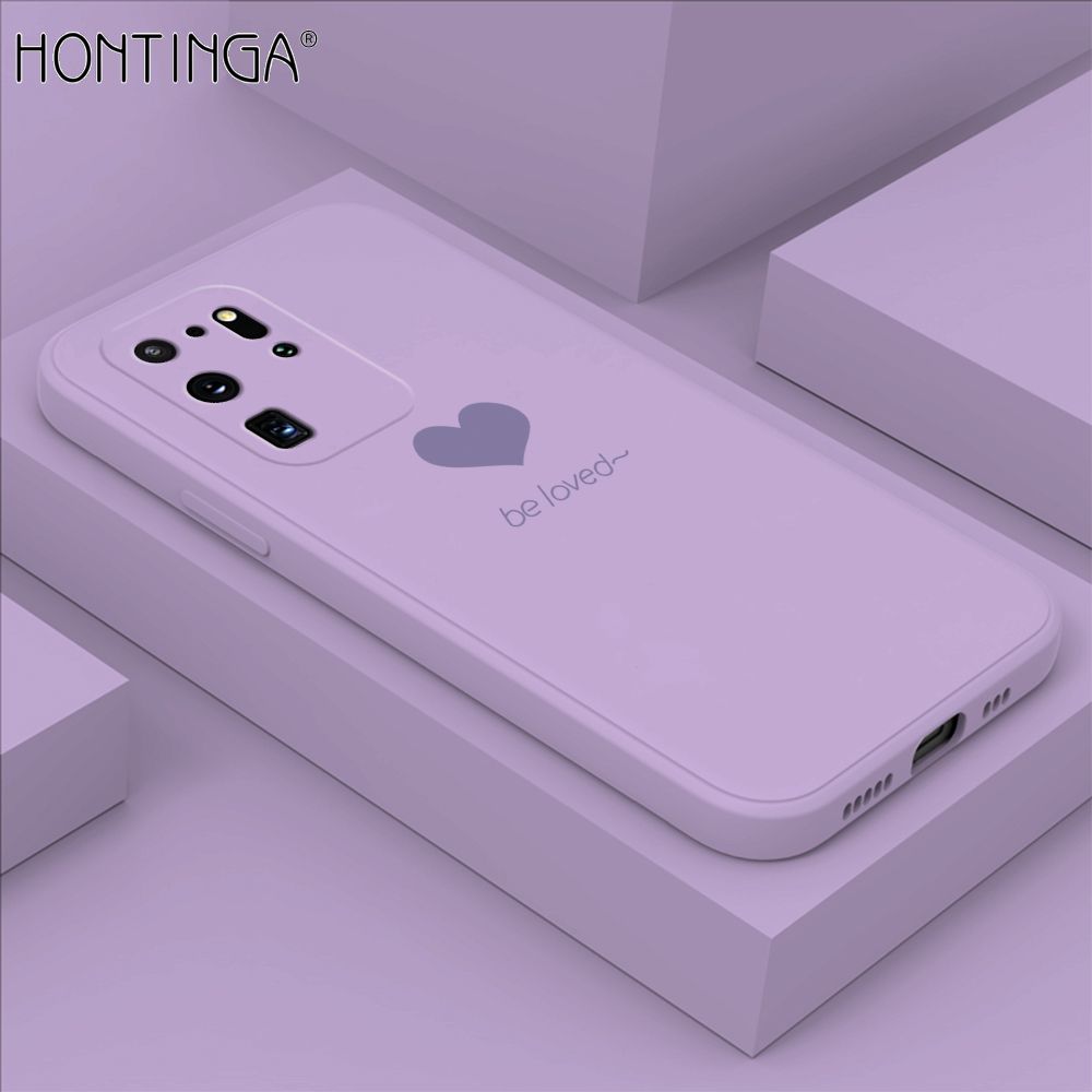Hontinga for Samsung S20 Ultra Case Simple Lover Heart Pattern Back Cover Soft Square Edge Liquid Silicone Phone Cases
