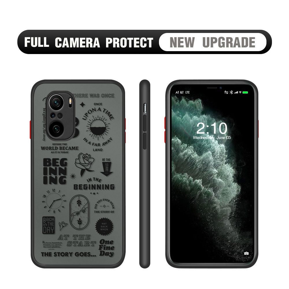 Hontinga for Xiaomi Poco F3 / Mi 11x / Redmi K40 / K40 Pro Case Popular Clock Poster Camera Shockproof Protection Cases Edge Frosted Transparent Phone Cover