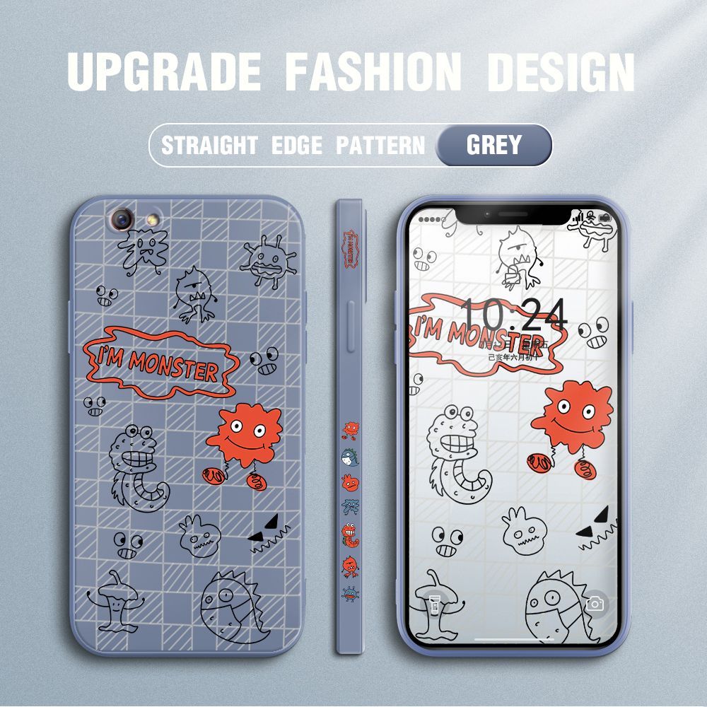 Jizetin for OPPO R9S Plus Case Side Design Phone Cover Printed Text “I Am Monster ” Cover Square Edge Pattern Liquid Silicone Trend Case