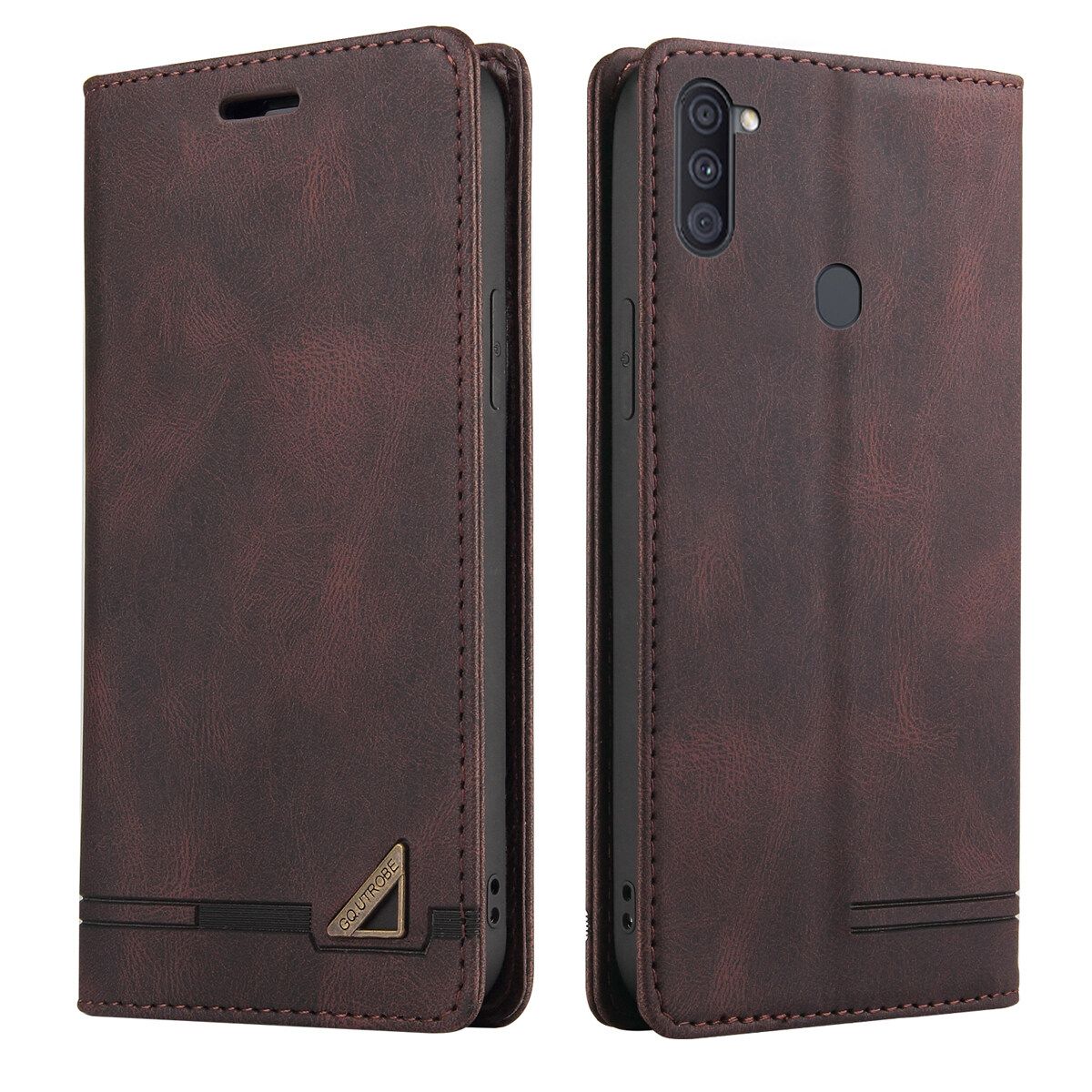 For Samsung Galaxy A11/Samsung Galaxy M11 Retro Anti-theft Brush Wallet Foldable Built-in Card Slot and Magnetic Closure Protective Case