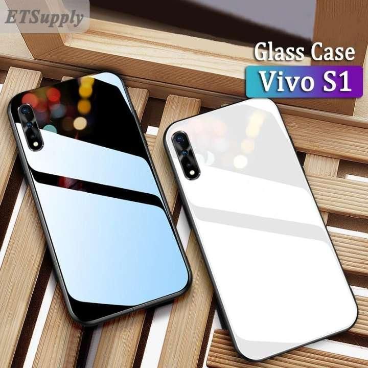 Vivo S1 Luxury Back Cover Glass Case - Black