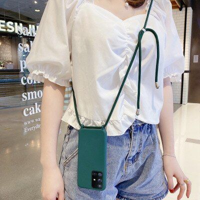 Crossbody Cord Phone Case For Samsung A21S A12 A32 A41 A51 A71 S21 S20 S8 S9 S10 Plus Note 20 Ultra Lanyard Silicone Cover Strap-Case & Strap