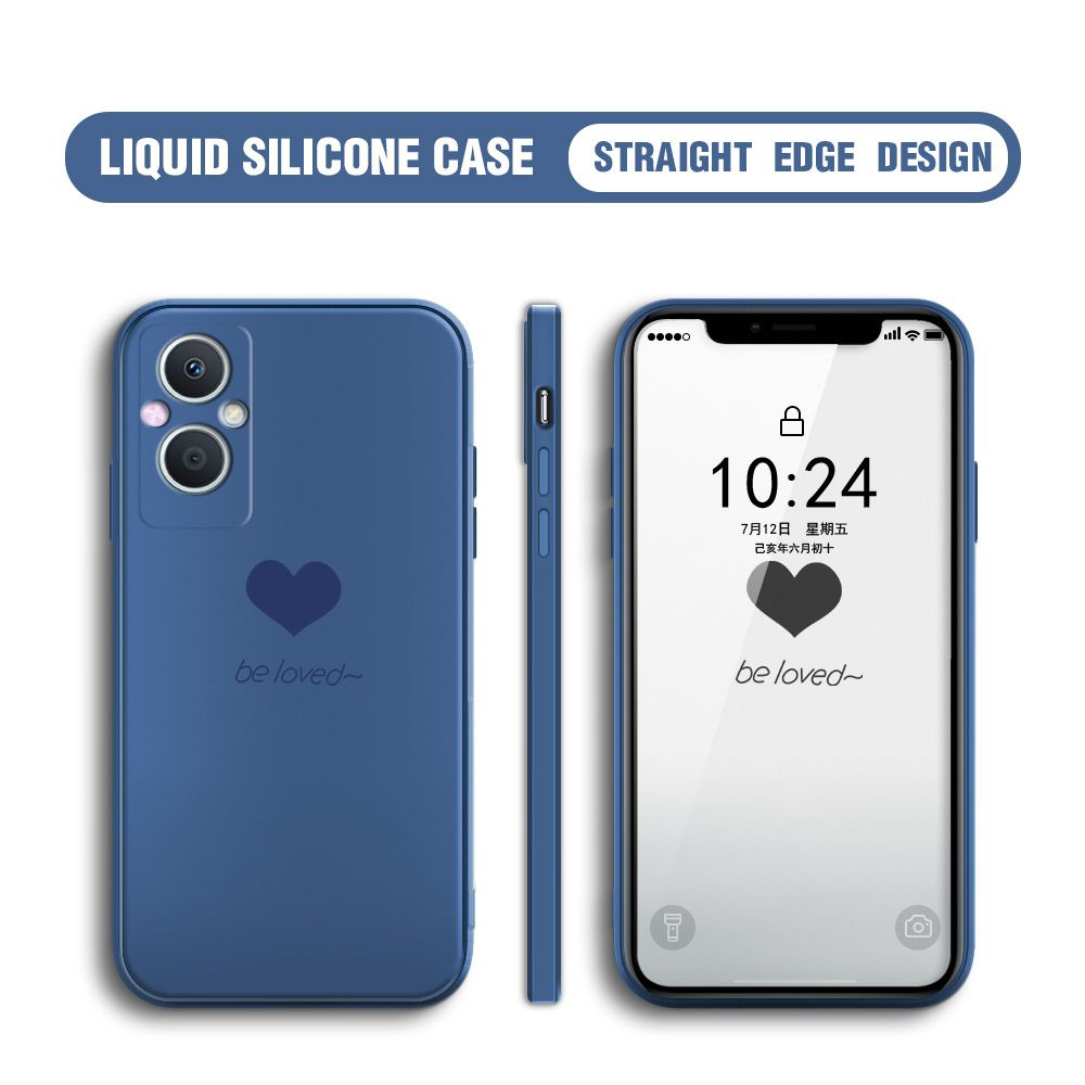 Jizetin for OPPO Reno7 Z 5G Back Cover Little Love Multicolor Liquid Silicone Phone Case Soft Square Lens Protection Phone Cases
