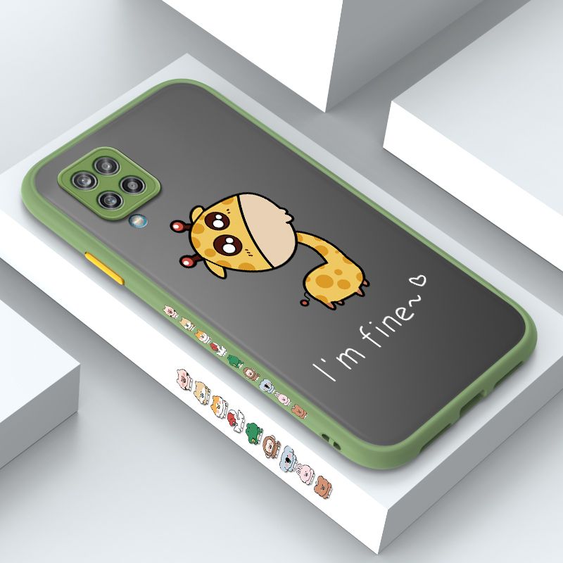 ZeroQiQi for Samsung A12 5G Case Cute Funny Giraffe Side Printing Cover Frosted Ultra Thin Protective Anti Fall Phone Case