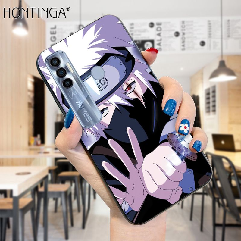 Hontinga for Tecno Spark 7 Pro Back Cover Cute Cartoon Anime Naruto Case ShockProoof Soft Silicone TPU Phone Cases
