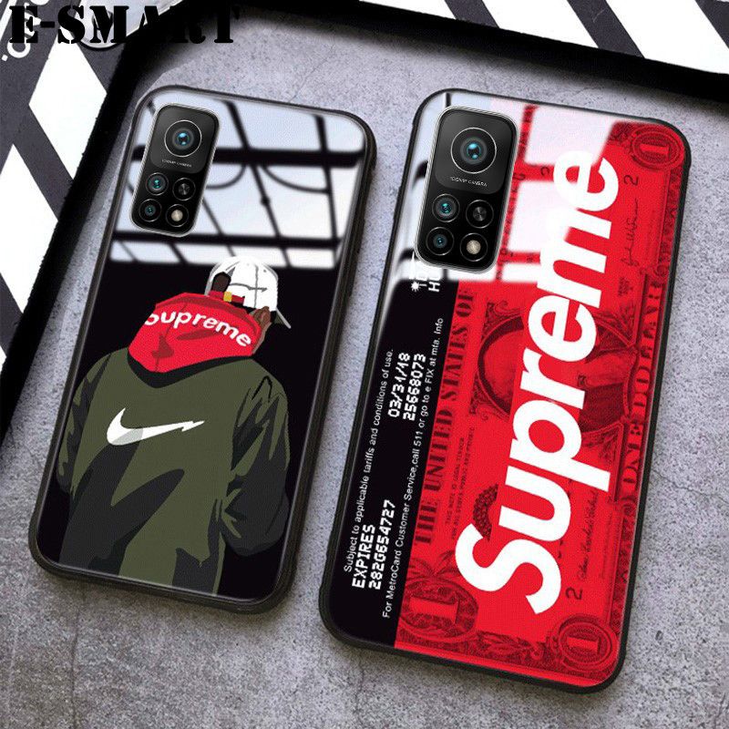 Supreme Phone Case Xiaomi 10T Back Cover Tempered Glass Protector Mirror Cases SUP Superme Supreme Design Xiaomi 10T Case
