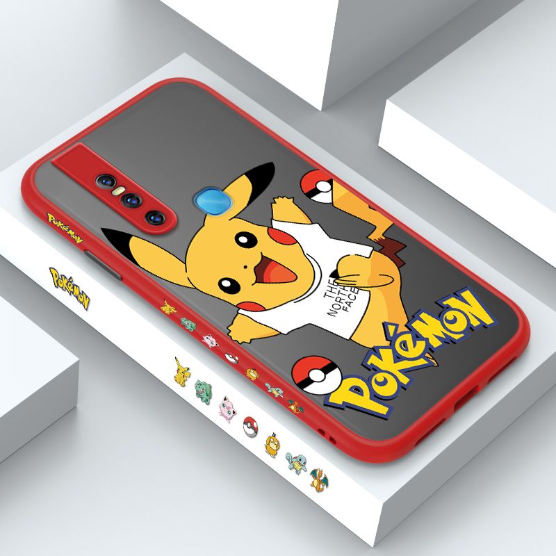ZeroQiQi for Vivo V15 Case White Clothes Pikachu Side Printing Cover Frosted Ultra Thin Protective Anti Fall Phone Case