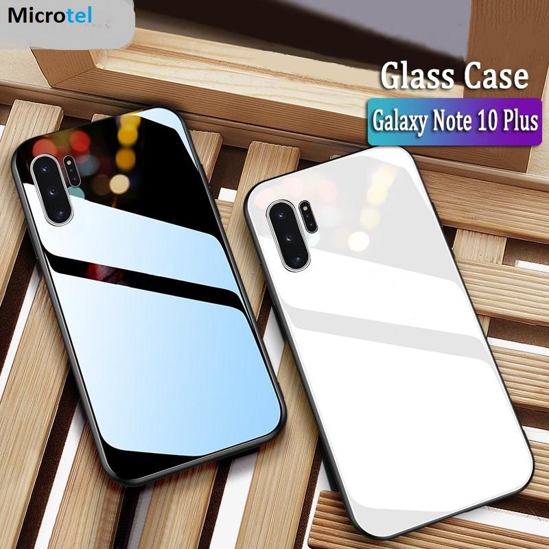 For Samsung Galaxy Note 10 Plus / Note 10+ (5G) Case Luxury Tempered Glass Cover Soft Silicone & Hard Back Cover - Phone Back Cover - Phone Back Cover