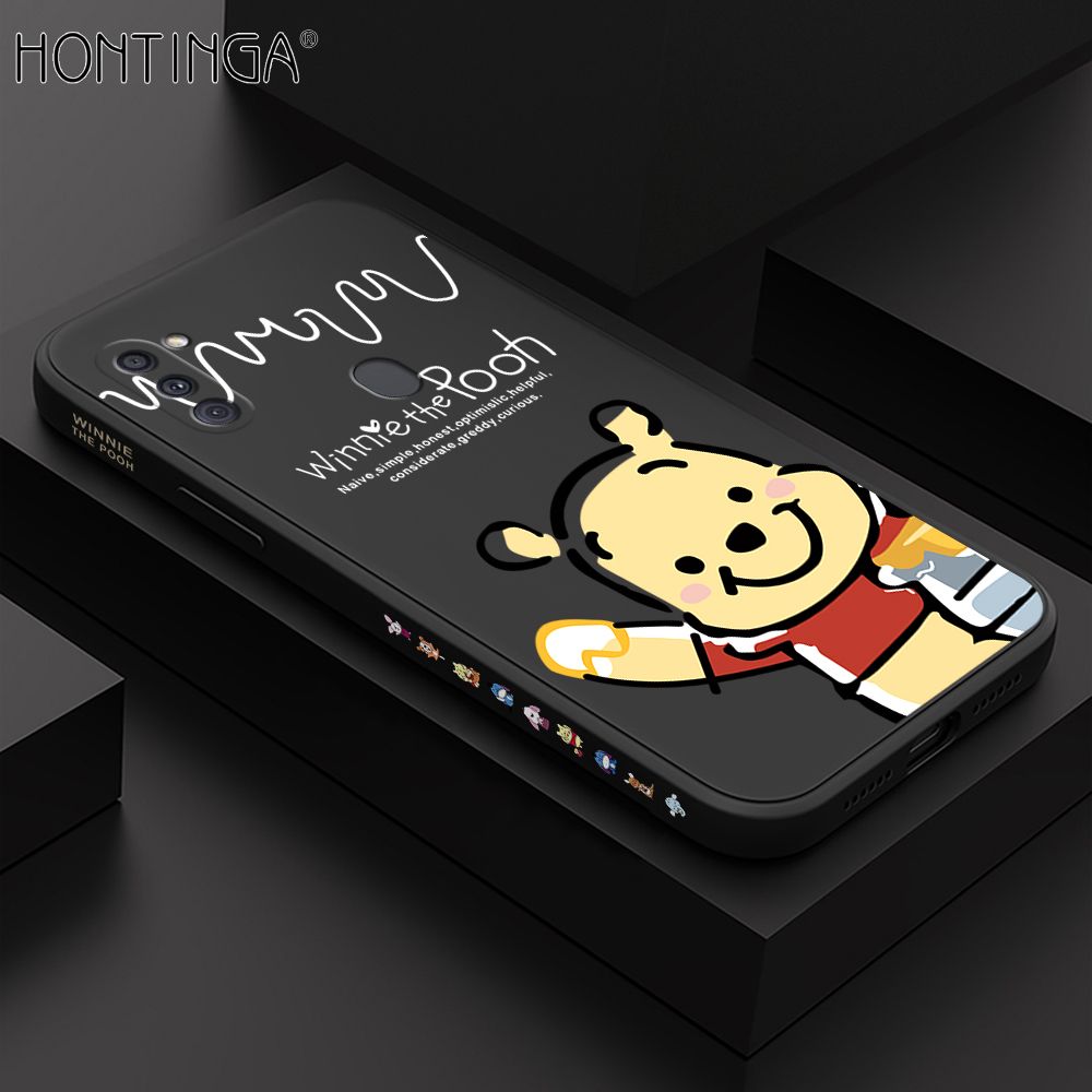 Hontinga for Samsung A11 Case Side Design Hello Little Bear Back Cover Soft Square Edge Pattern Liquid Silicone Trend Phone Cases