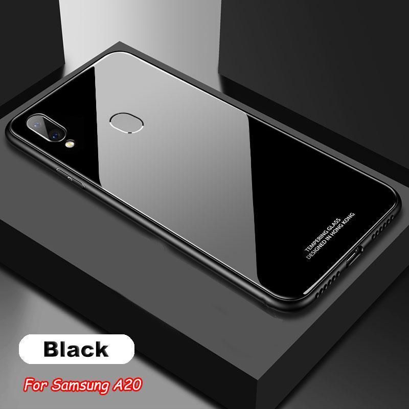 Samsung galaxy a20 ব্যাক কভার কালো গ্লাস কেস