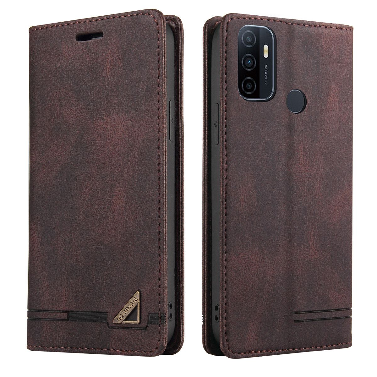 Retro Leather Wallet Foldable Built-in Card Slot and Magnetic Closure Protective Cover For OPPO A32 / OPPO A53 / OPPO A53s / OPPO A33 2020 Phone Cover Case