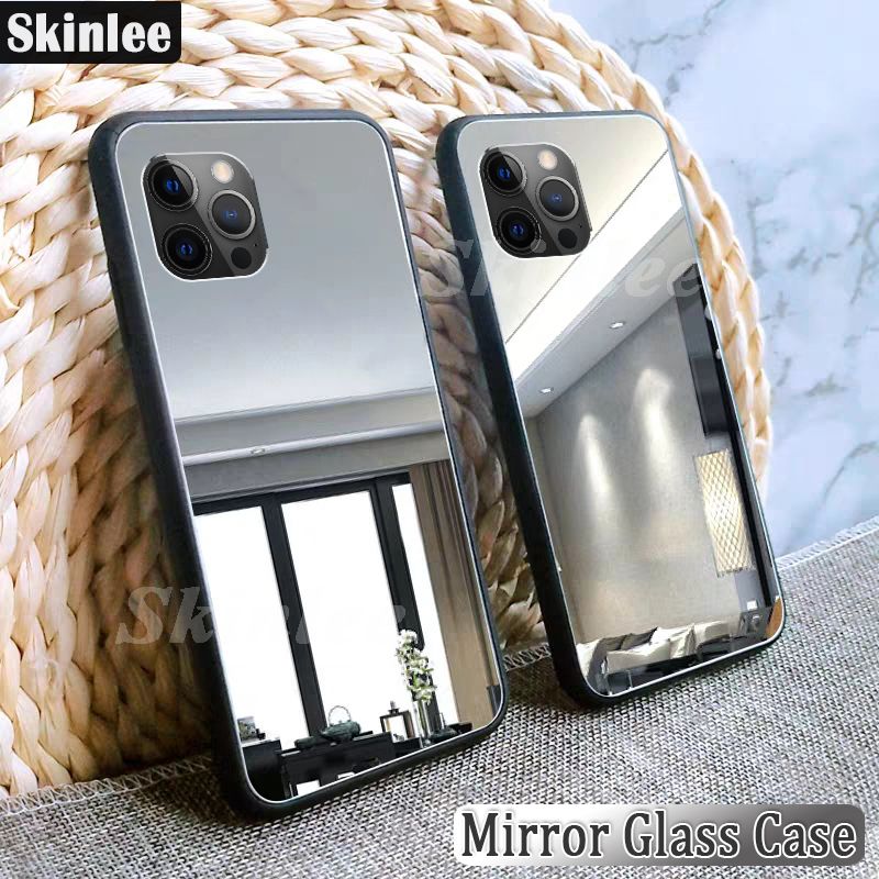 Phone Case iphone13 Pro Max Back Cover Luxury Plating Clear View Mirror Soft Phone Case Cover for iphone13 Pro Max Cosmetic Mirror