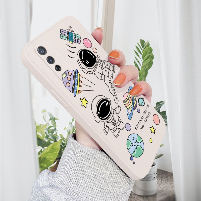 AMORVOR for Vivo Y20 2021/Y20S/Y20i/Y12s/Y20S G/Y12A Back Cover Cartoon Cute Astronaut Side design Soft Case Liquid Silicone Phone Cases