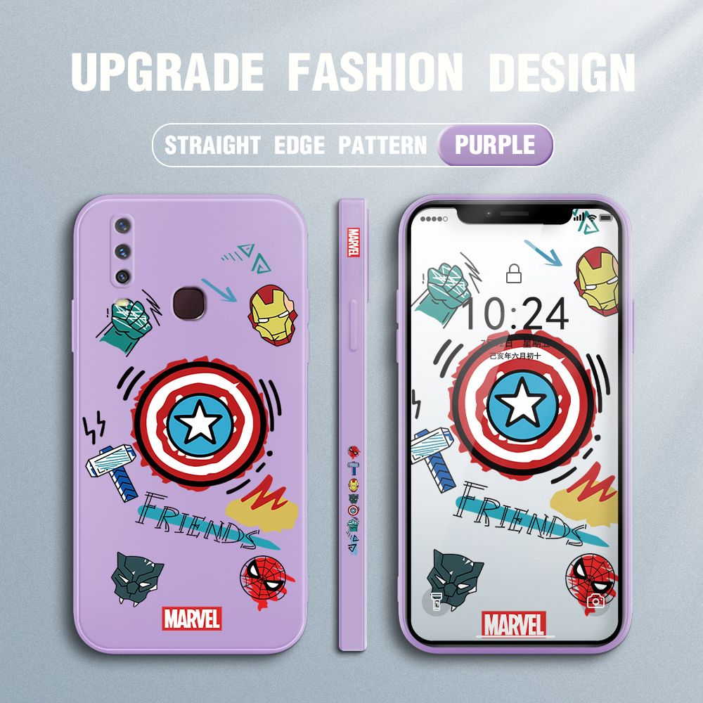 Jizetin for Vivo Y12 / Y15 / Y17 Back Cover Hero Props Side Design Liquid Silicone Phone Case Soft Full Camera Protect Phone Cases