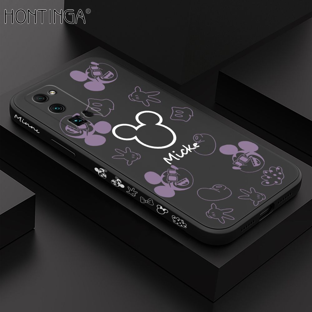 Hontinga for Honor 30 Pro Case Side Design Cute Mouse Avatar Back Cover Soft Square Edge Pattern Liquid Silicone Trend Phone Cases