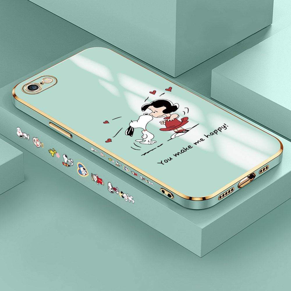 Jizetin (Free Lanyard) iPhone 6S / iPhone 6 Case Cute Puppy Little Girl Luxury 6D Plating Soft Casing Silicone Ultra Thin Phone Cover
