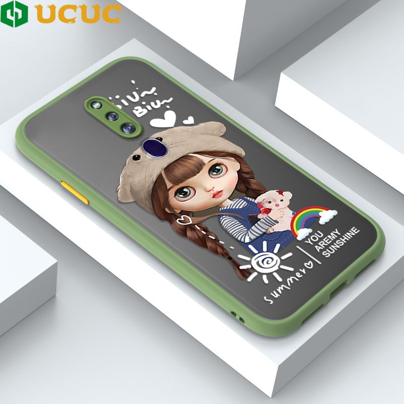 UCUC for OPPO F11 Pro Back Cover Rainbow Lovely Girls Frosted Transparent Hard Phone Case Thin Shockproof Full Cover Camera Protect Case