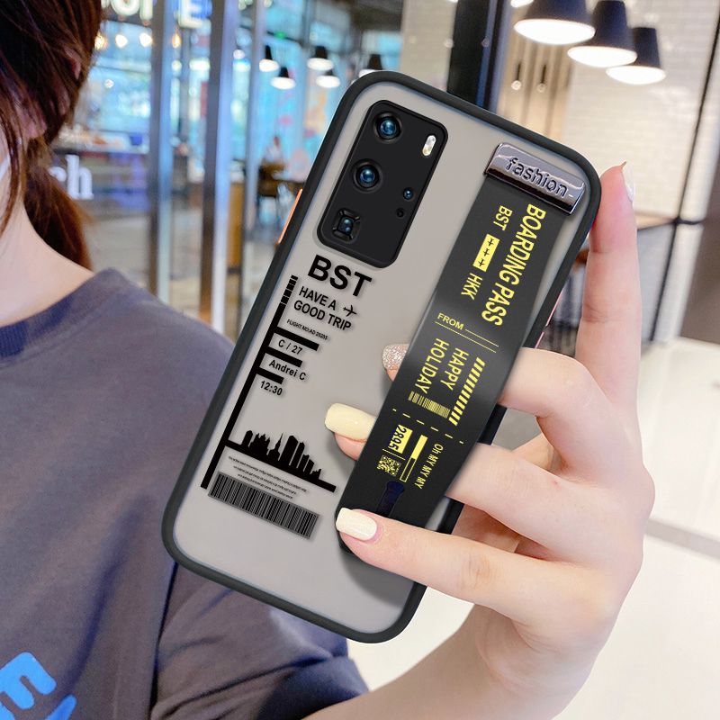 UCUC for Huawei P40 Pro Wrist Strap Case Creative Printing City Landscape Wristband Printing Cover Shockproof Frosted Phone Case