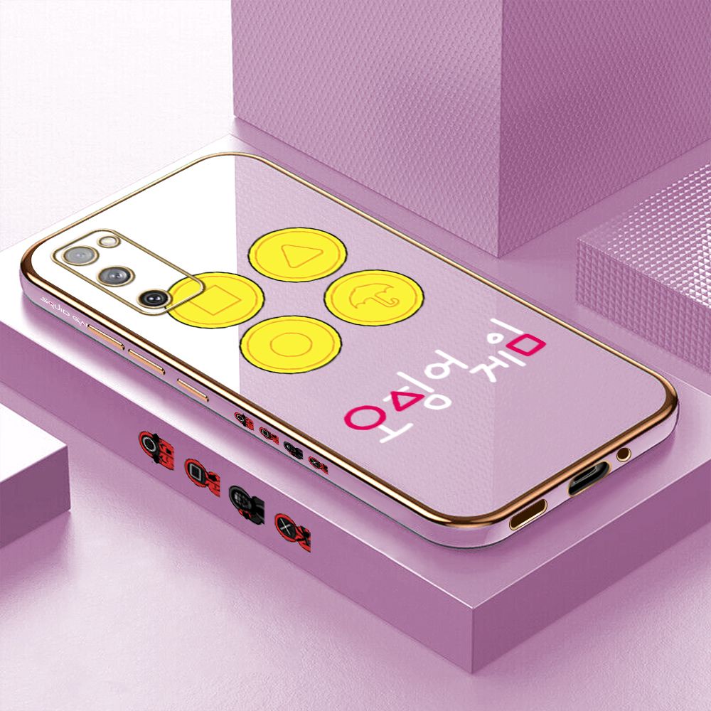 Luxury 6D Plating Case for Samsung S20 FE 5G Popular Games Side Pattern Back Cover Soft Silicone Square Phone Cases + Free Lanyard