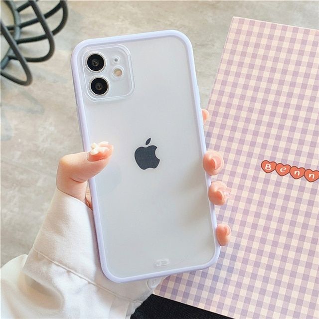 Candy Color Border Phone Case For iPhone 13 12 11 Pro Max XS Max XR X 7 8 Plus SE 2020 Transparent Camera Protection Soft Cover
