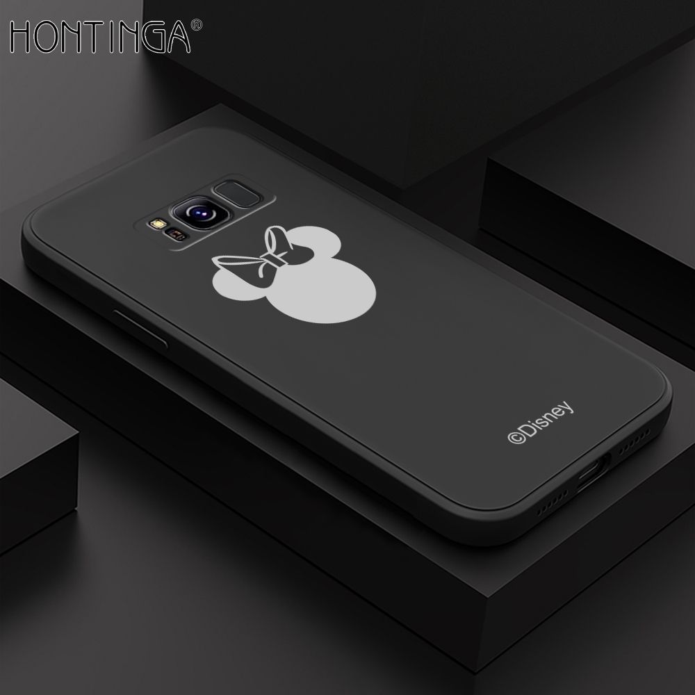 Hontinga for Samsung Galaxy S8 Case Cartoon Mouse Phone Case Soft Square Edge Silicone Cases Full Lens Cover Shockproof Protection Cover