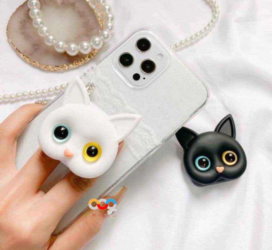 Cat Pop Socket For Girls Universal For All Mobile Phones & Tablets - Mobile Stand