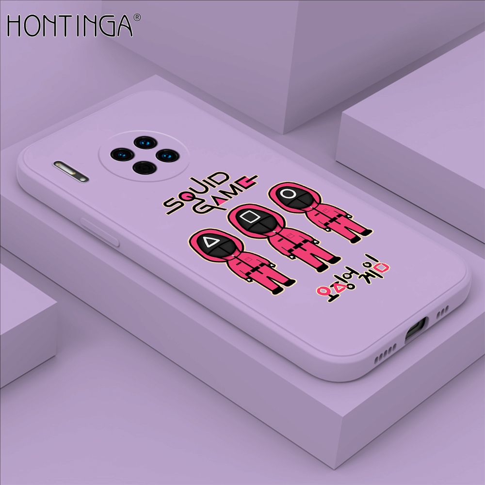 Hontinga for Huawei Mate 30 Case Trend Cartoon Korean Squid Phone Cover Liquid Silicone Case Phone Protective Case