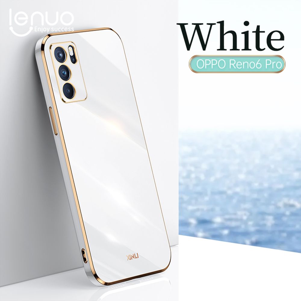 Lenuo Luxury 6D Plating Soft Casing Silicone Square Frame Phone Case For Oppo Reno6 Pro 5G Phone Case Shiny Bling Back Cover Coque