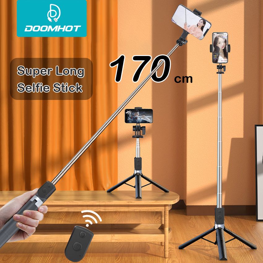 DoomHot BT11 1.7 M Selfie Stick Tripod Wireless Bluetooth Selfie Stick Handheld Extendable Anti-clamp Umbrella Tripod Bluetooth Remote Control Anti-skid Selfie Stick