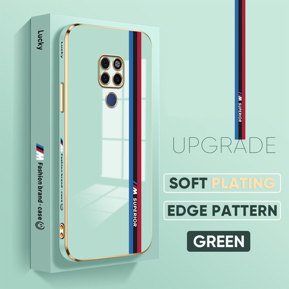 Jizetin (Free Lanyard) Huawei Mate 20 Back Cover Car Track Luxury 6D Plating Case Side Pattern Soft Silicone Square Mobile Phone Cases